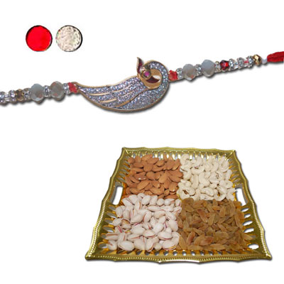 "RAKHIS -AD 4310 A (Single Rakhi) , Dryfruit Thali - code RD600 - Click here to View more details about this Product